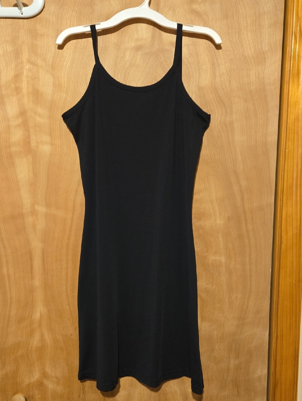 kathy ireland Black Midi Slip Dress with Spaghetti Straps
